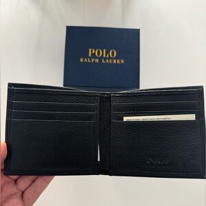 New in box - POLO Ralph Lauren Black Leather Billfold Wallet